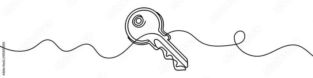 Aufkleber continuous line drawing of a key is suggesting concepts of security and access