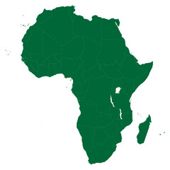 Vector map of the Africa continent including the borders of all African countries