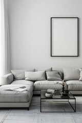 Fototapeta premium Modern Interior of Stylish Living Room ,Wall Mock Up, Frame , Poster with Beautiful Background, 3d render