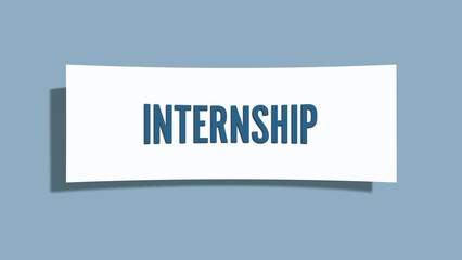 Internship. A card isolated on blue background.