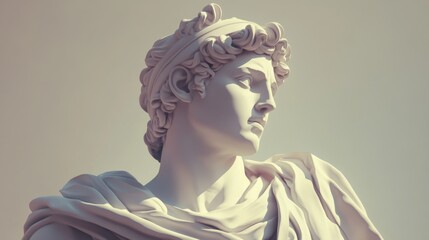 Obraz premium A detailed marble statue of a classical figure, showcasing intricate craftsmanship and historical art.