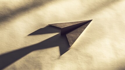 Paper Airplane Casting a Shadow on a Light Background