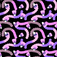 Halloween candy seamless jelly worms pattern for wrapping paper and fabrics