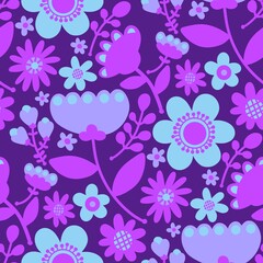 Abstract floral seamless retro flower pattern for fabrics and linens
