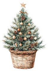PNG Christmas Tree in a basket christmas tree illustration.