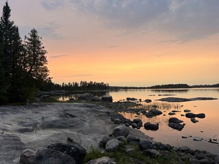 sunset over the lake