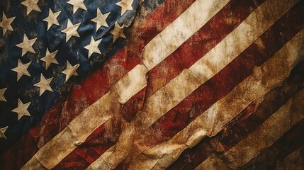 Vintage American Flag Textured Background