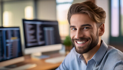 Obraz premium Junger Mann im Büro