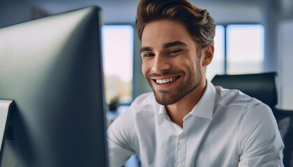 Obraz premium Junger Mann im Büro