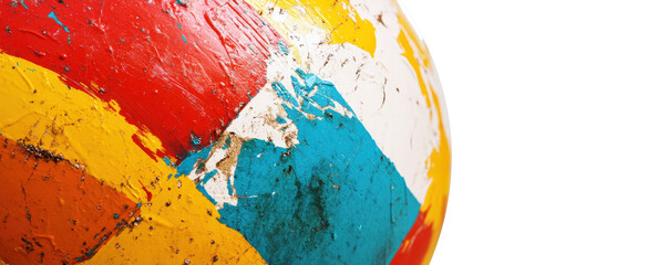 Fototapeta premium Vibrantly Colored Beach Ball with Swirling Pink, Orange, and Yellow Patterns and Glossy Texture Isolated on White Background for Summer and Recreational Themes