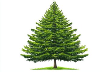 Fototapeta premium A detailed illustration of a green fir tree isolated on a white background.