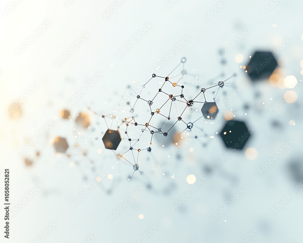 Aufkleber innovative abstract design with hexagonal shapes and connecting dots, symbolizing technological and 