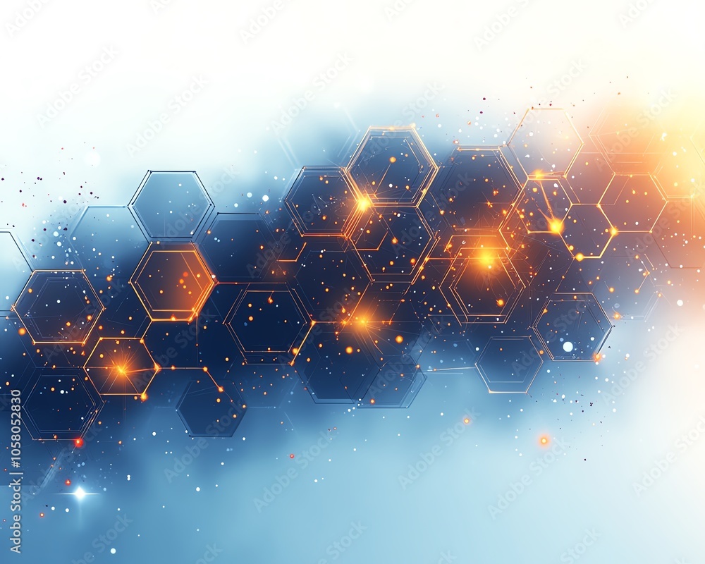 Aufkleber innovative abstract design with hexagonal shapes and connecting dots, symbolizing technological and 