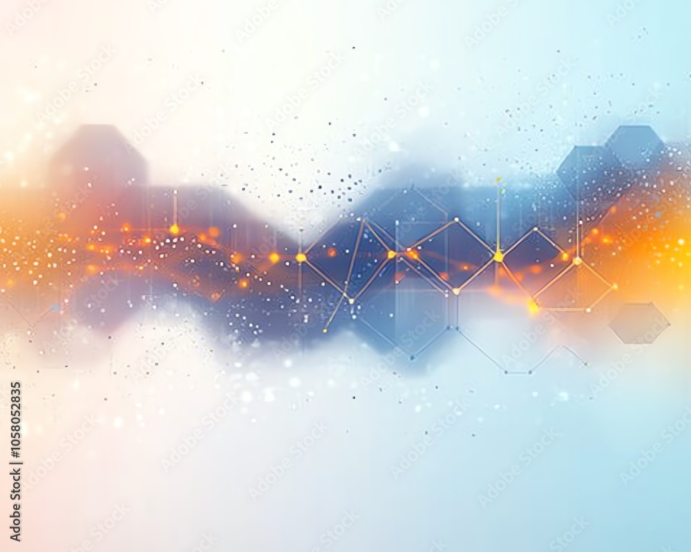 Aufkleber innovative abstract design with hexagonal shapes and connecting dots, symbolizing technological and 