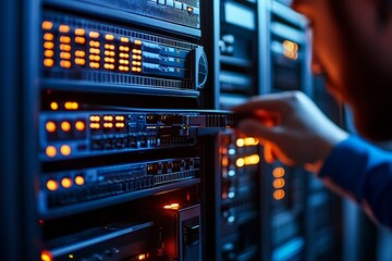 Hands-On Technician Working with Servers in a Modern Data Center : Generative AI