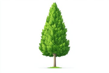 A vibrant green conifer tree isolated on a white background, ideal for nature and environmental themes.