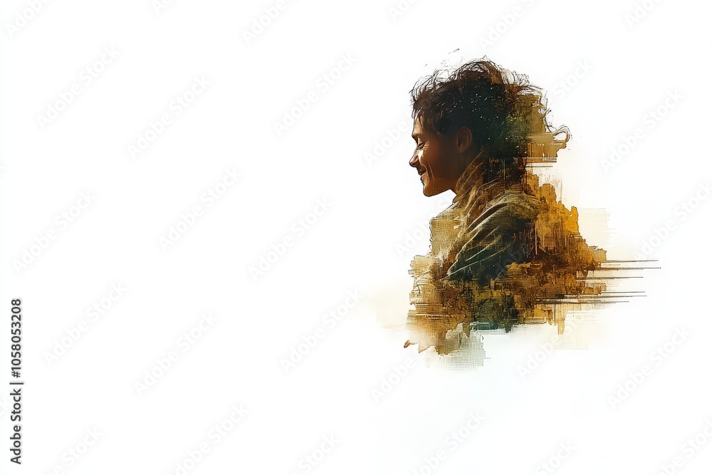 Poster stylized profile of a pensive young person against a hazy background suggesting introspection myster