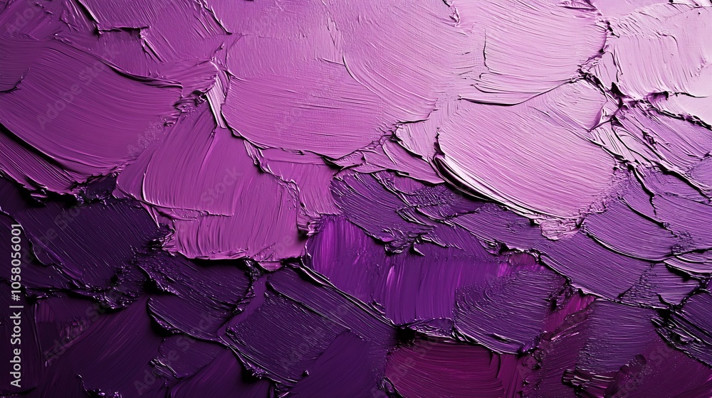 Poster rich textured purple oil painting canvas with dynamic brushwork : generative ai