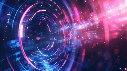 Obraz premium Abstract overlay with neon lights in futuristic background.