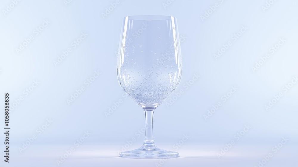 Poster Elegant empty glass with subtle bubbles on a light background
