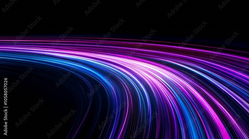 Poster abstract futuristic neon curves lighting with vibrant colors : generative ai
