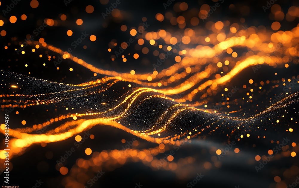 Poster abstract design showcasing a network of glowing connections on a dark background, symbolizing the po