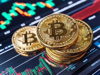 Golden coin stack atop a financial analysis table, vibrant hues, intricate details, inviting space for additional text, showcasing wealth and analysis.