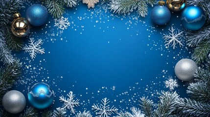 blue Christmas ornament WITH copy space in the center