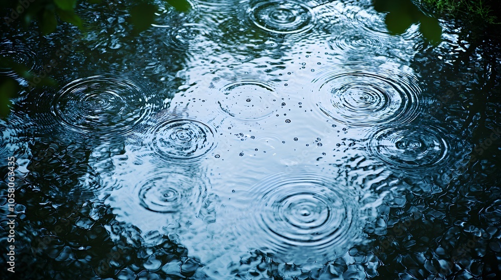 Canvas Prints raindrops on the surface of a calm lake