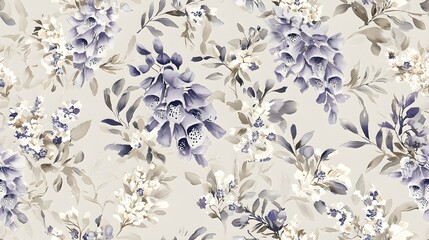 Obraz premium Soft Purple Watercolor Foxgloves Pattern