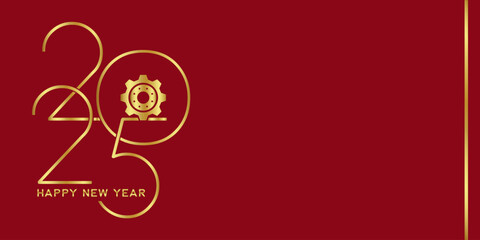Creative 2025 New Year design template with cogwheel. Vector illustration on a construction, engineering and maintenance theme.
