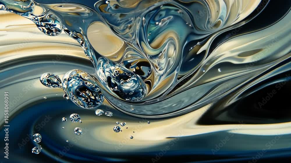 Aufkleber a close-up of a water drop splashing and creating swirling patterns on the surface of the water
