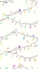 Minimalist Watercolor Christmas Lights Background