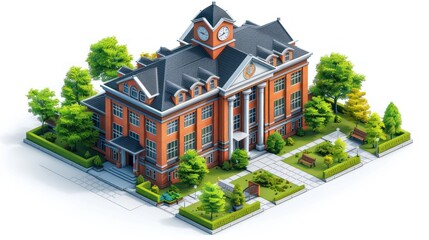 Classical Building with Landscaping