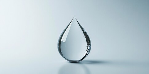 Fototapeta premium A single, clear, glass water drop on a white background. Generative ai
