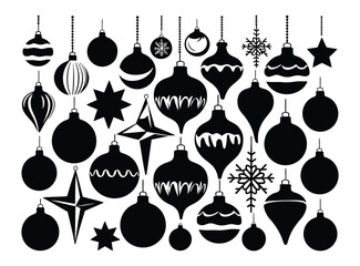 Naklejka premium Christmas Ornaments Collection Silhouette EPS Vector Template