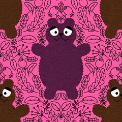 Cute animals seamless fluffy bears pattern for wrapping paper and kids