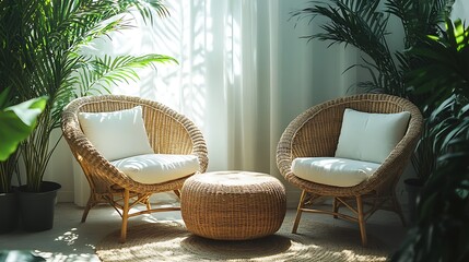 Fototapeta premium Cozy Modern Living Room with Neutral Tones, Stylish Decor, and Elegant Architecture- generative ai
