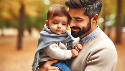 A loving parent and child enjoying fun moments together in the park, filled with happiness and smiles