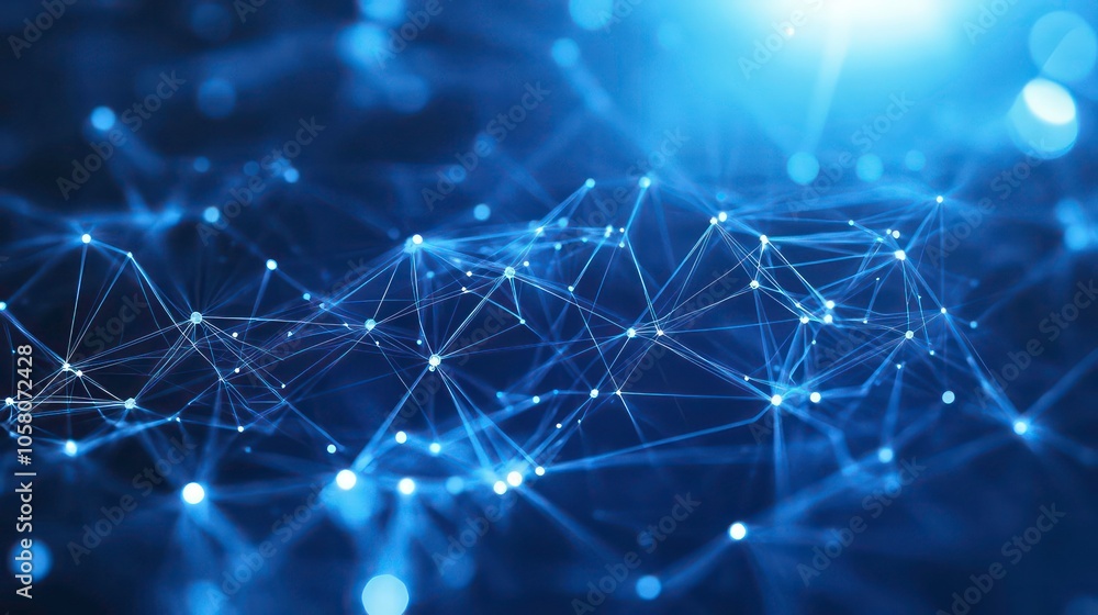 Aufkleber abstract blue background with a network of glowing lines and dots.