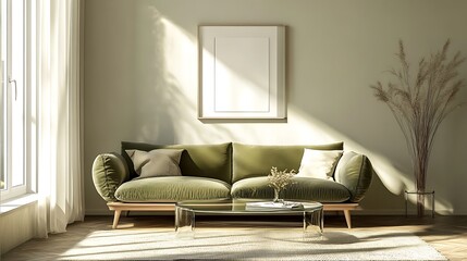 Cozy Modern Living Room with Neutral Tones, Stylish Decor, and Elegant Architecture- generative ai