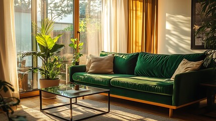 Cozy Modern Living Room with Neutral Tones, Stylish Decor, and Elegant Architecture- generative ai