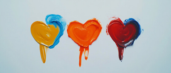 Colorful Heart Shaped Paint Strokes on White Background