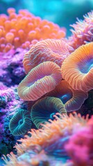 Obraz premium Vibrant underwater coral garden with colorful marine life