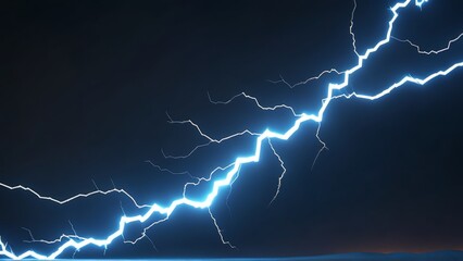 Dramatic lightning bolt in stormy night sky