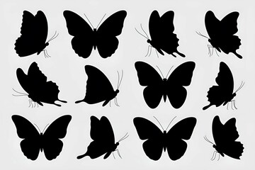 Fototapeta premium Elegant Butterfly Silhouette Collection in Vector Format