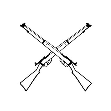 crossed rifles black and white clip art preview