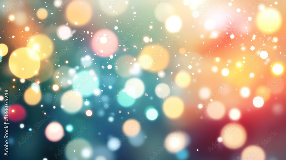Poster abstract festive background with bokeh lights in warm colors.