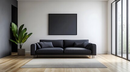 Cozy Modern Living Room with Neutral Tones, Stylish Decor, and Elegant Architecture- generative ai