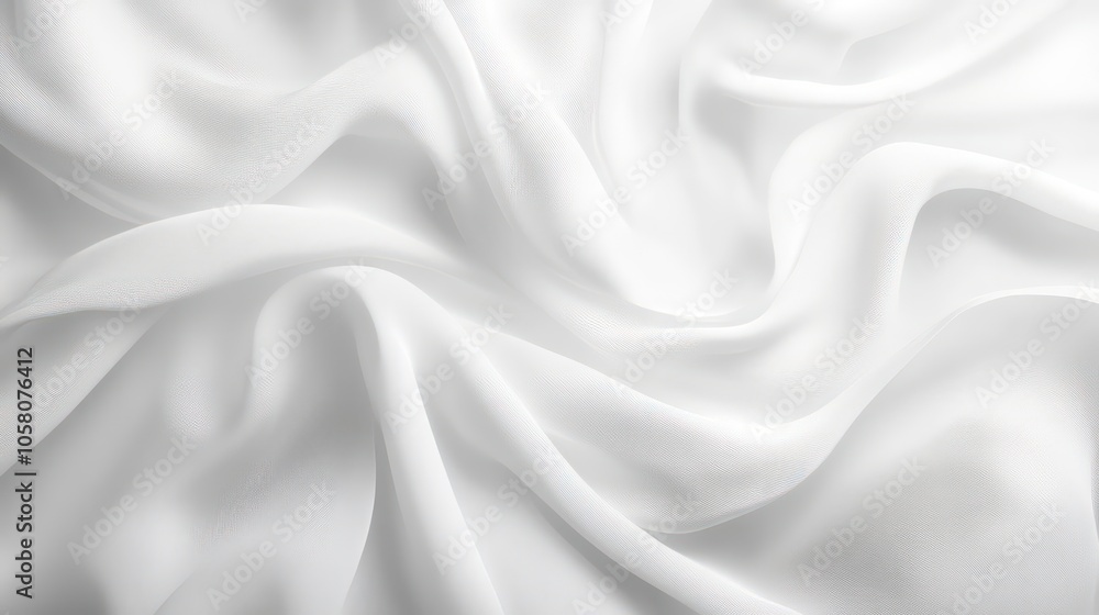 Poster smooth, white fabric with soft folds and wrinkles creating an abstract background.